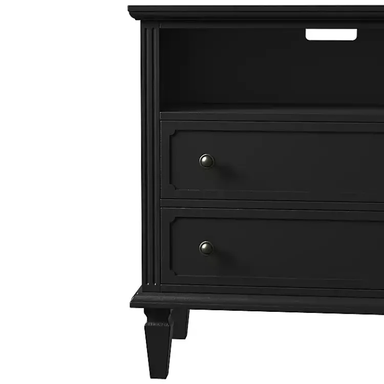 Nightstands-Kirklands Home Smooth 2-Drawer Wood Nightstand Black
