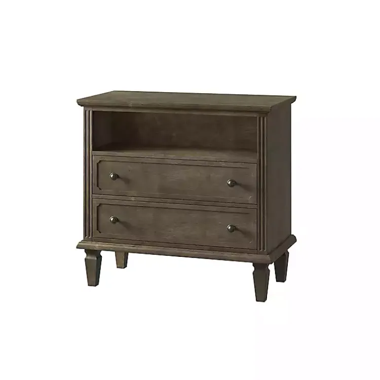 Nightstands-Kirklands Home Ash 2-Drawer Wood Nightstand Brown
