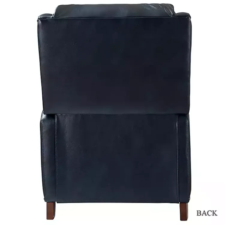 Accent Chairs-Kirklands Home Navy Leather Nailhead Traditional Recliner Blue