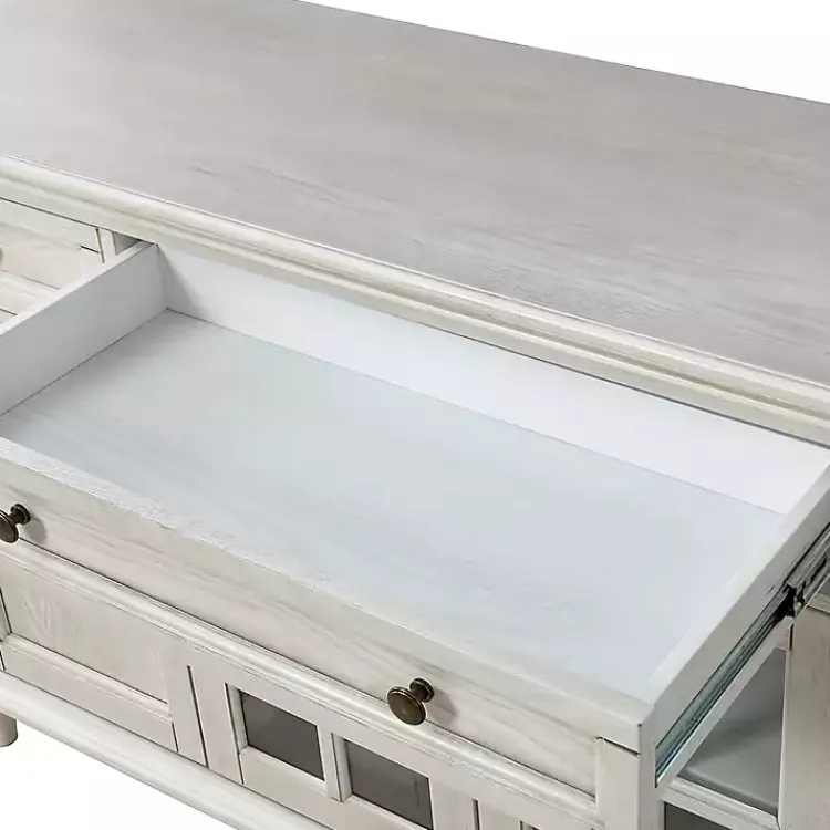 Cabinets & Sideboards-Kirklands Home Wood Glass Door Sideboard Cabinet White