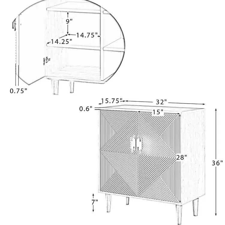 Cabinets & Sideboards-Kirklands Home Geometric Gold Handle Cabinet Black