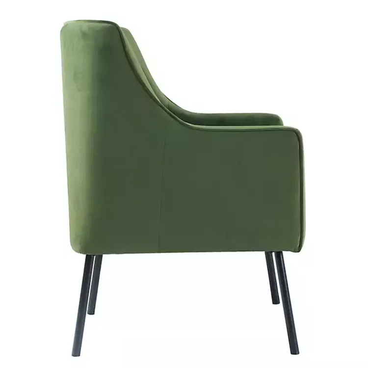 Accent Chairs-Kirklands Home Velvet Upholstered Black Legs Accent Chair Green