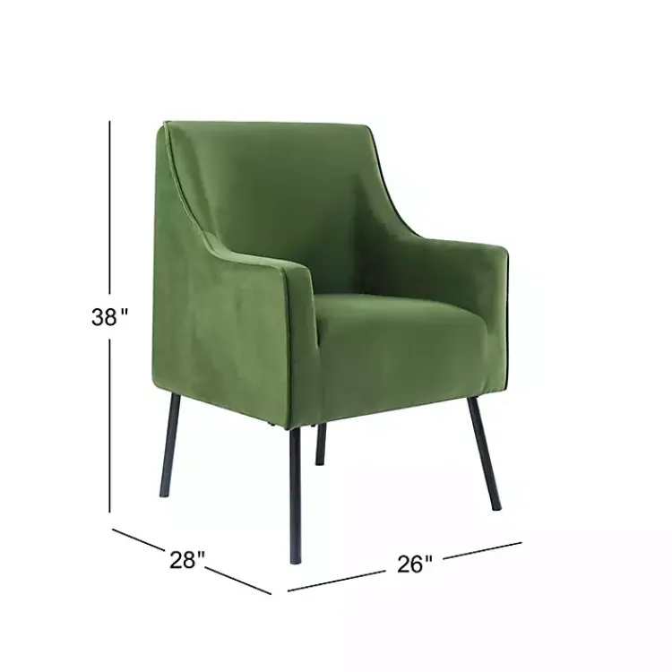 Accent Chairs-Kirklands Home Velvet Upholstered Black Legs Accent Chair Green