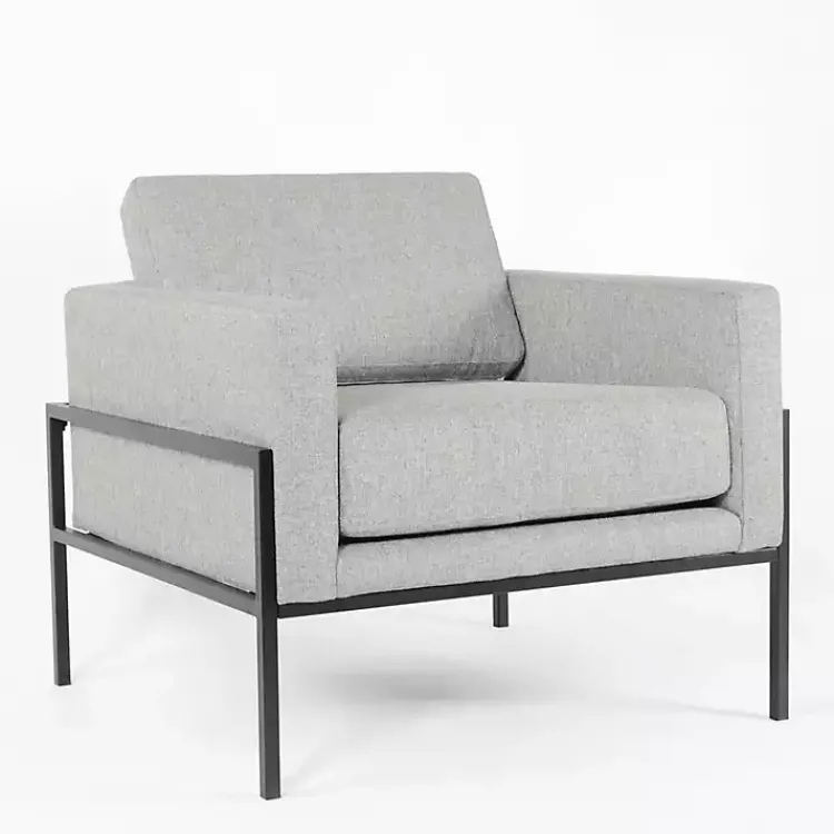 Accent Chairs-Kirklands Home Upholstered Square Accent Chair Gray