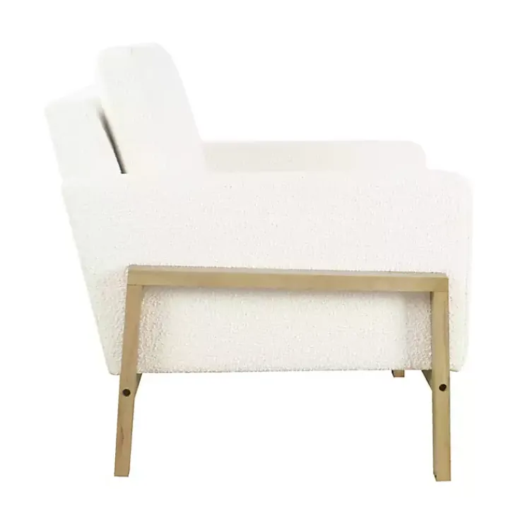Accent Chairs-Kirklands Home Boucle Wood Frame Accent Chair White