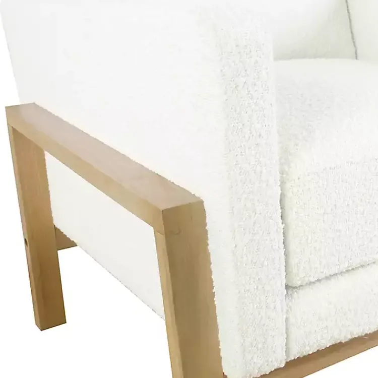 Accent Chairs-Kirklands Home Boucle Wood Frame Accent Chair White