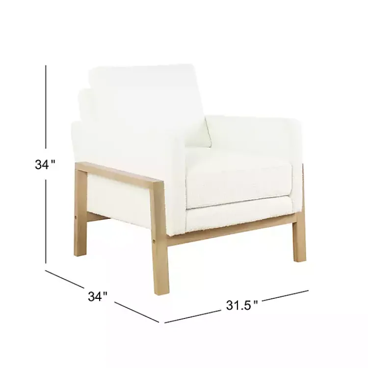 Accent Chairs-Kirklands Home Boucle Wood Frame Accent Chair White