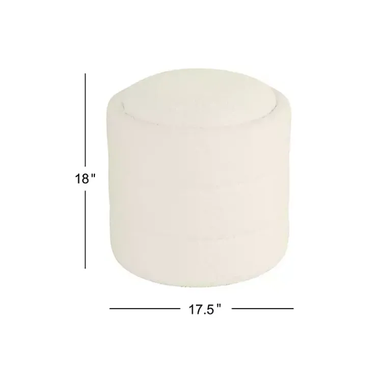 Benches & Ottomans-Kirklands Home Round Cream Boucle Storage Ottoman Ivory