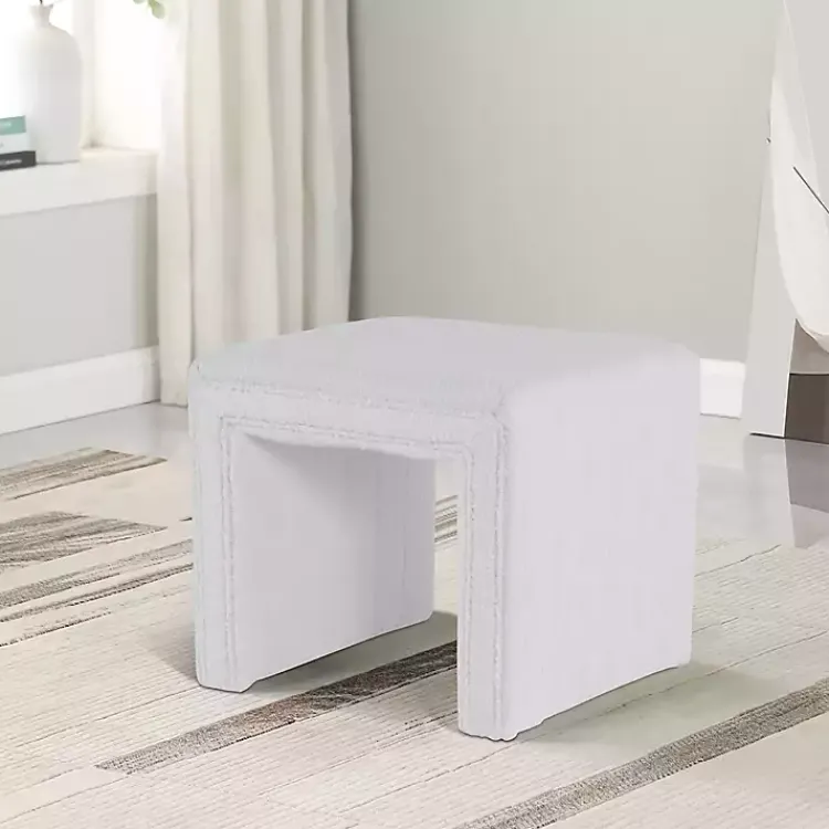 Benches & Ottomans-Kirklands Home Cream Boucle Arch Ottoman White