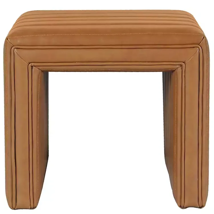 Benches & Ottomans-Kirklands Home Cognac Leather Arch Ottoman Brown