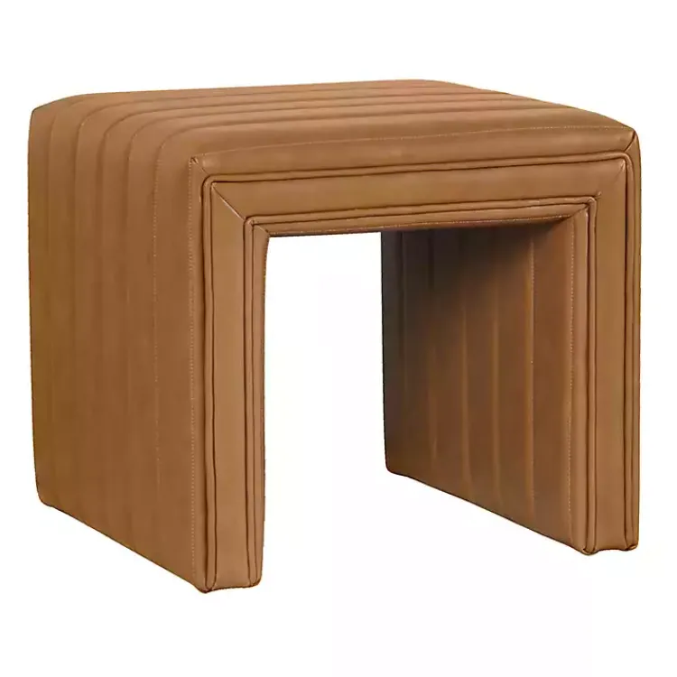 Benches & Ottomans-Kirklands Home Cognac Leather Arch Ottoman Brown