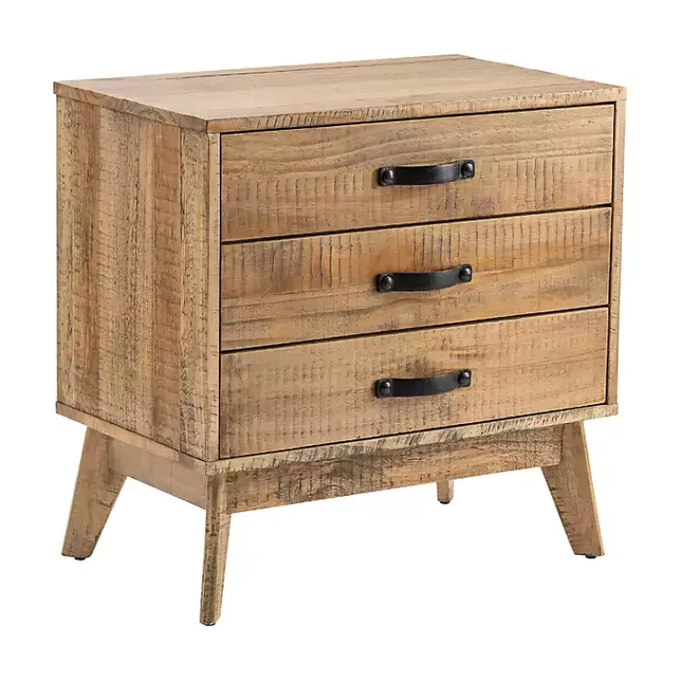 Accent & End Tables-Kirklands Home Rustic Medium 3-Drawer Side Table Brown