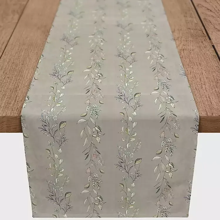 Table Linens-Kirklands Home Botanical Vines Table Runner, 90 in. Gray
