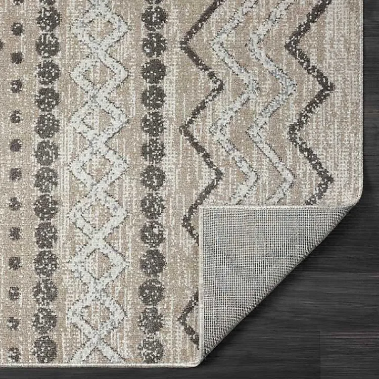 Area Rugs-Kirklands Home Beige Geometric Stripe Washable Area Rug, 5x7