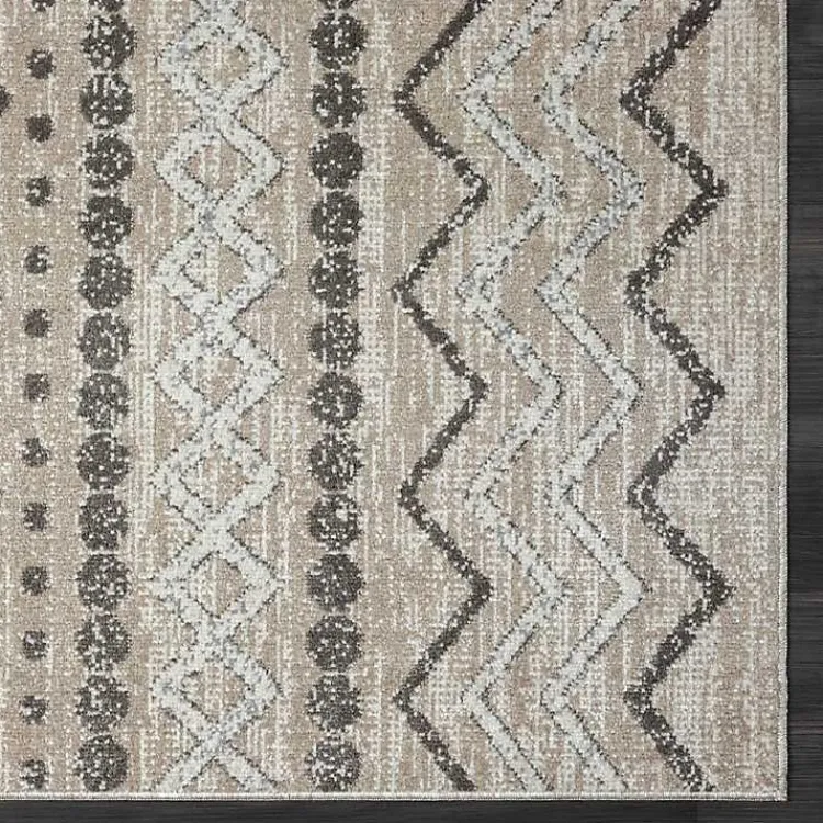 Area Rugs-Kirklands Home Beige Geometric Stripe Washable Area Rug, 5x7