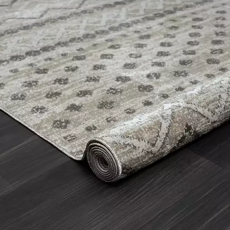 Area Rugs-Kirklands Home Beige Geometric Stripe Washable Area Rug, 5x7