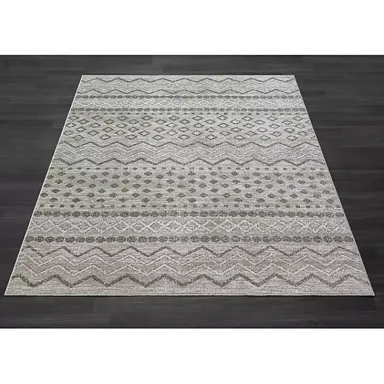 Area Rugs-Kirklands Home Beige Geometric Stripe Washable Area Rug, 5x7
