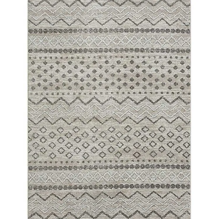 Area Rugs-Kirklands Home Beige Geometric Stripe Washable Area Rug, 7x9