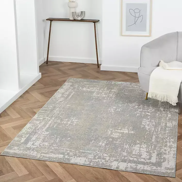 Area Rugs-Kirklands Home Distressed Washable Area Rug, 5x7 Gray