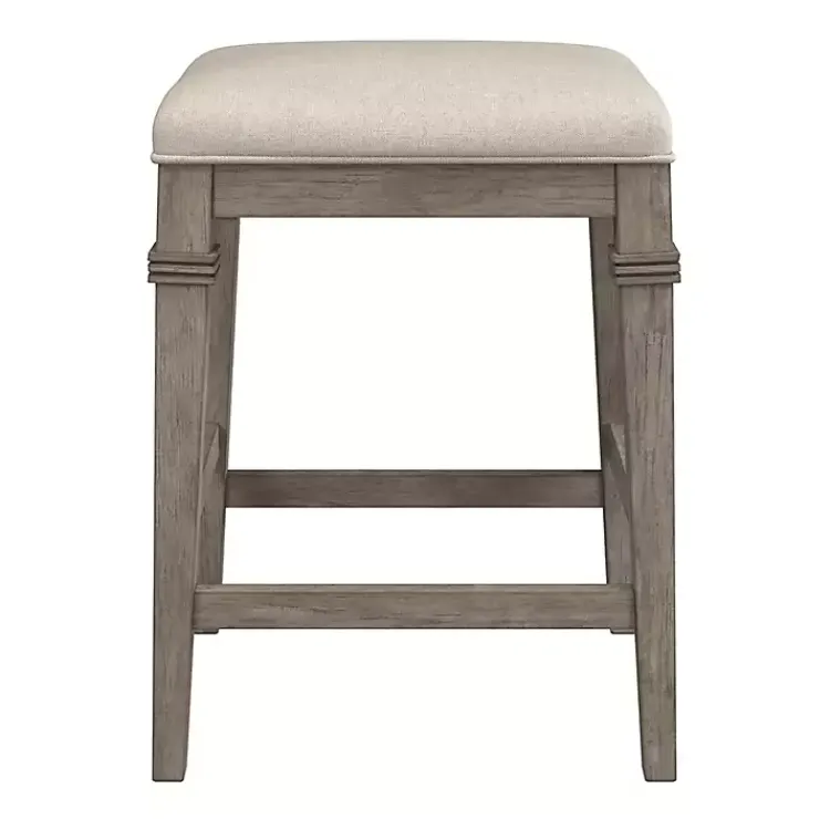 Bar Stools & Counter Height Stools-Kirklands Home Distressed Gray and Beige Counter Stool