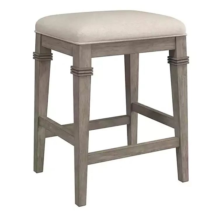Bar Stools & Counter Height Stools-Kirklands Home Distressed Gray and Beige Counter Stool