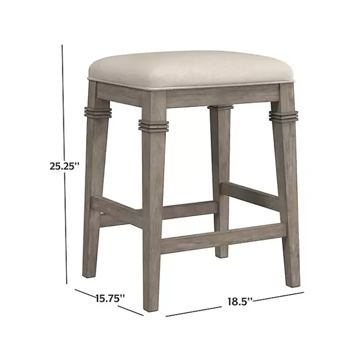Bar Stools & Counter Height Stools-Kirklands Home Distressed Gray and Beige Counter Stool