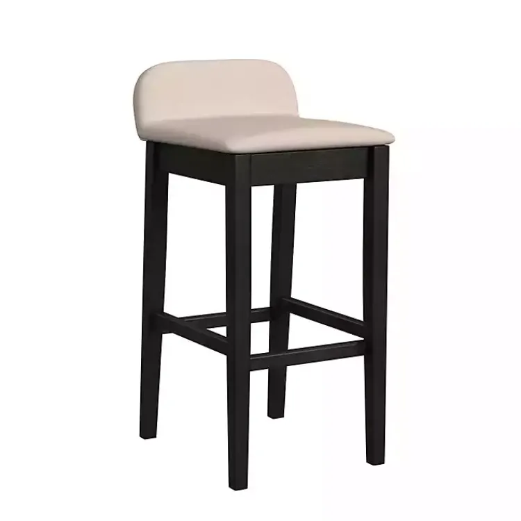 Bar Stools & Counter Height Stools-Kirklands Home Black Lowback Padded Bar Stool