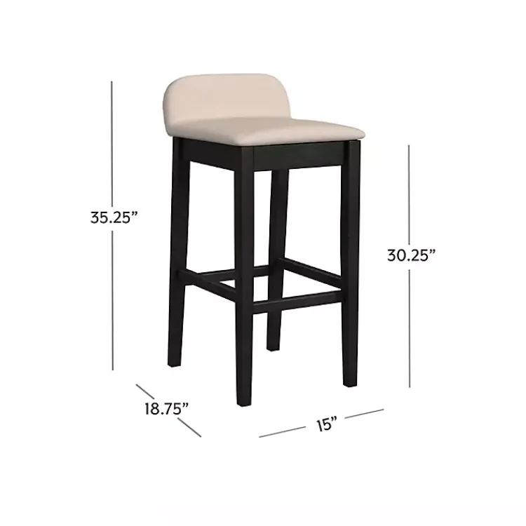 Bar Stools & Counter Height Stools-Kirklands Home Black Lowback Padded Bar Stool