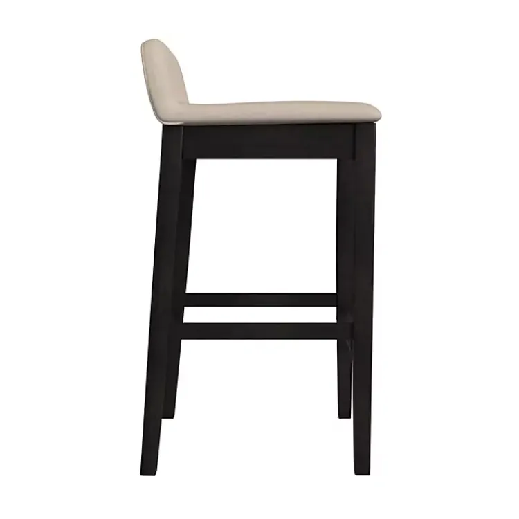 Bar Stools & Counter Height Stools-Kirklands Home Black Lowback Padded Bar Stool