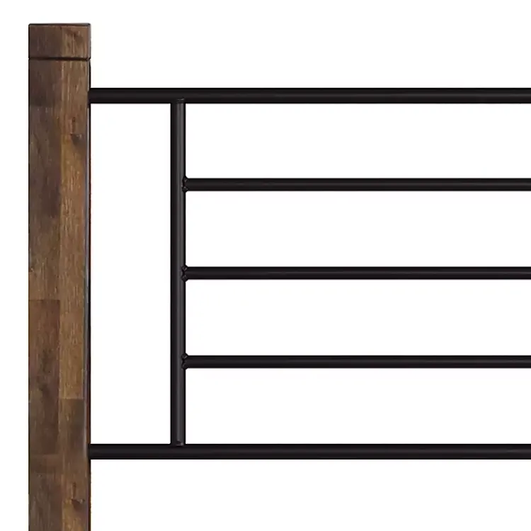 Beds & Headboards-Kirklands Home Weathered Brown Farmhouse Queen Bed