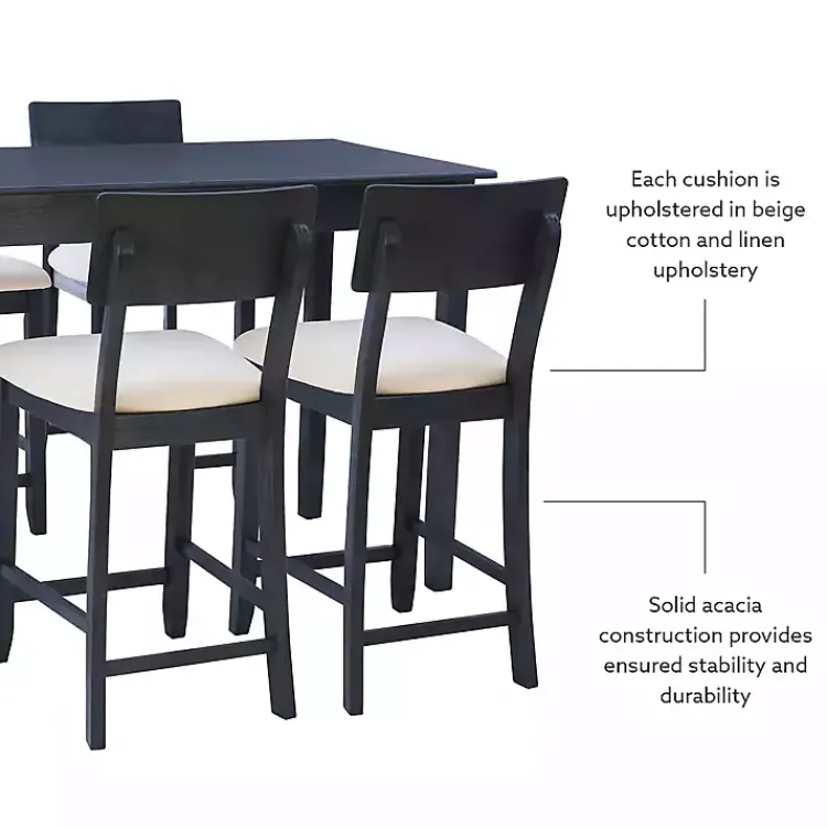 Dining Sets-Kirklands Home Charcoal Wood Upholstered 5-pc. Dining Set Gray
