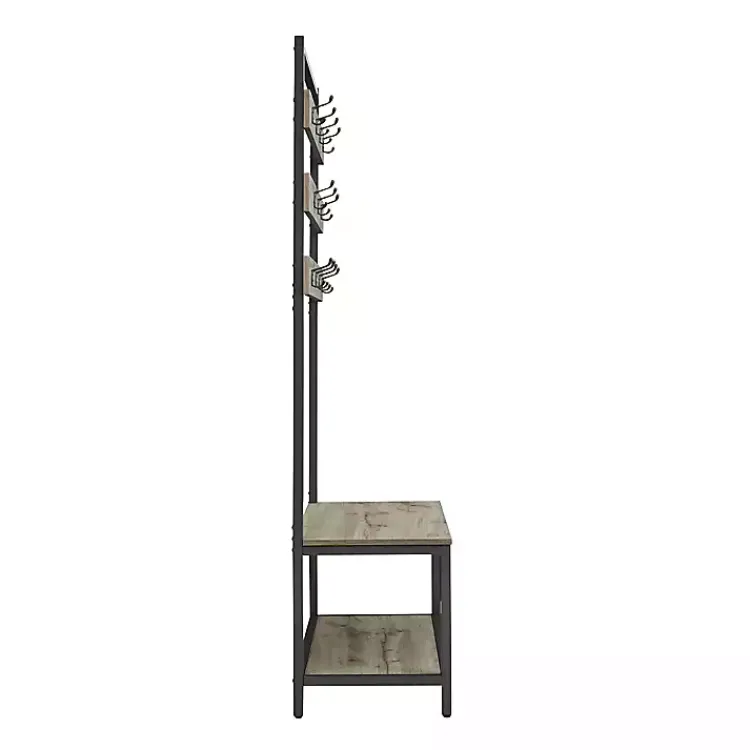 Entryway Furniture-Kirklands Home and Black Wood Bench Hall Tree Gray