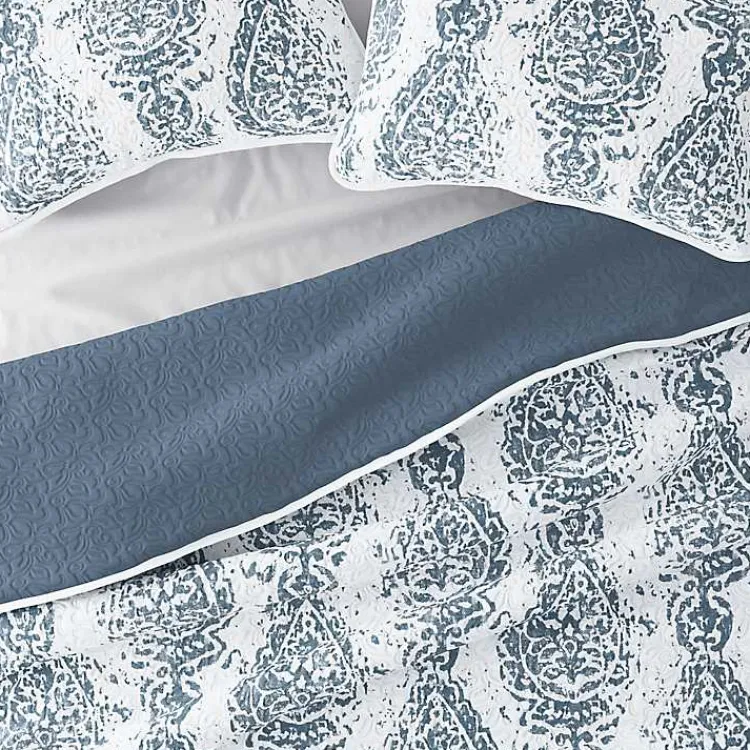 Quilts-Kirklands Home Blue Damask Reversible 3-pc. King Quilt Set