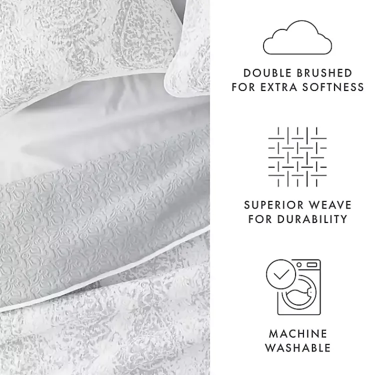 Quilts-Kirklands Home Gray Damask Reversible 2-pc. Twin Quilt Set