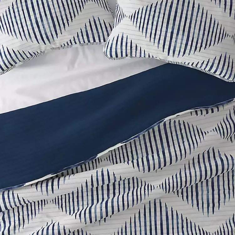 Quilts-Kirklands Home Navy Diamond Line Reversible 3-pc. Queen Quilt Set