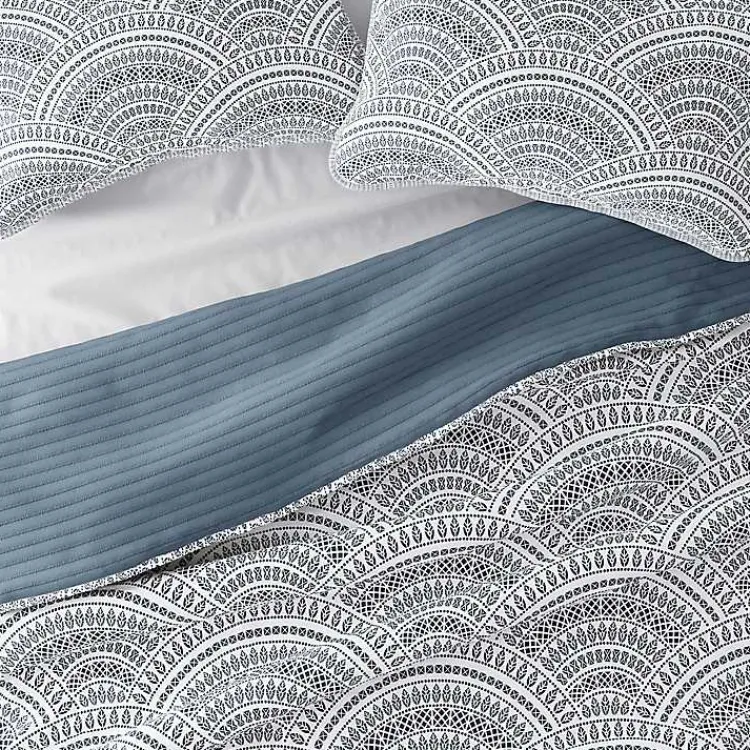 Quilts-Kirklands Home Blue Scalloped Reversible 3-pc. Queen Quilt Set