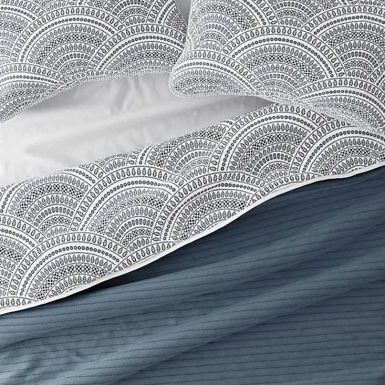 Quilts-Kirklands Home Blue Scalloped Reversible 3-pc. King Quilt Set