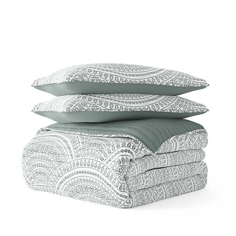 Quilts-Kirklands Home Green Scalloped Reversible 2-pc. Twin Quilt Set