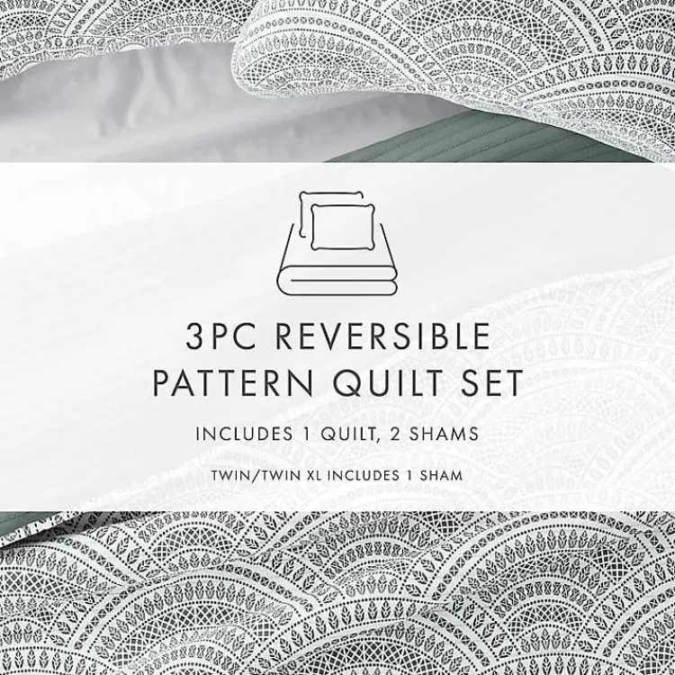 Quilts-Kirklands Home Green Scalloped Reversible 2-pc. Twin Quilt Set