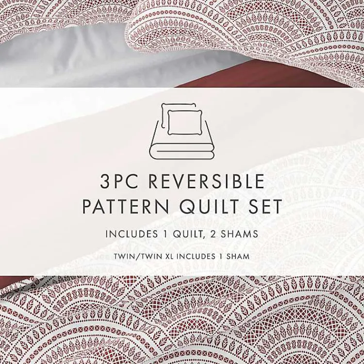 Quilts-Kirklands Home Terra Scalloped Reversible 3-pc. Queen Quilt Set