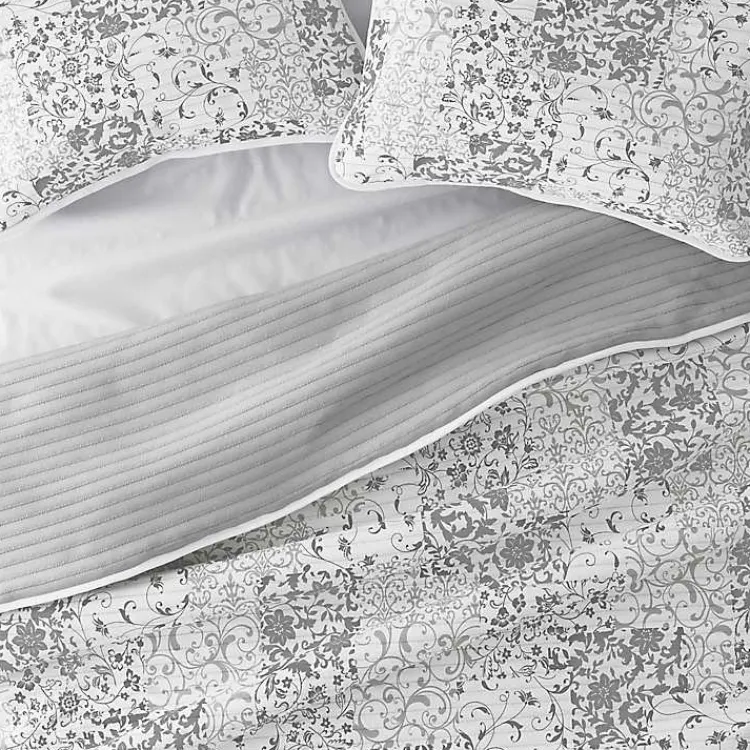 Quilts-Kirklands Home Gray Patchwork Reversible 3-pc. Queen Quilt Set