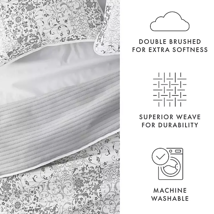 Quilts-Kirklands Home Gray Patchwork Reversible 3-pc. King Quilt Set