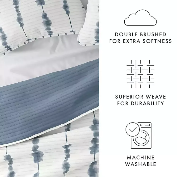 Quilts-Kirklands Home Blue Shibori Reversible 3-pc. Queen Quilt Set