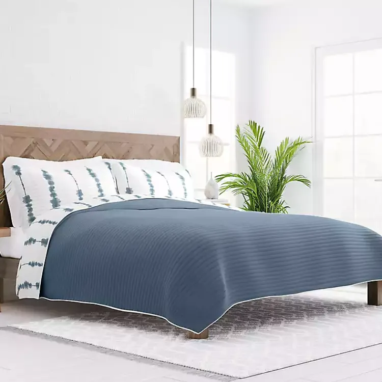 Quilts-Kirklands Home Blue Shibori Reversible 3-pc. King Quilt Set