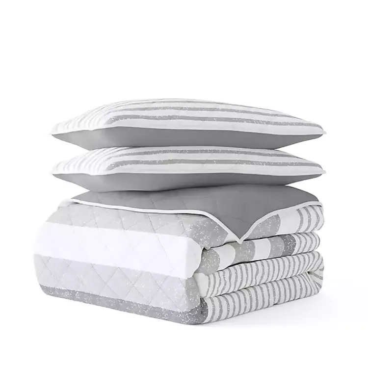 Quilts-Kirklands Home Gray Striped Reversible 2-pc. Twin Quilt Set