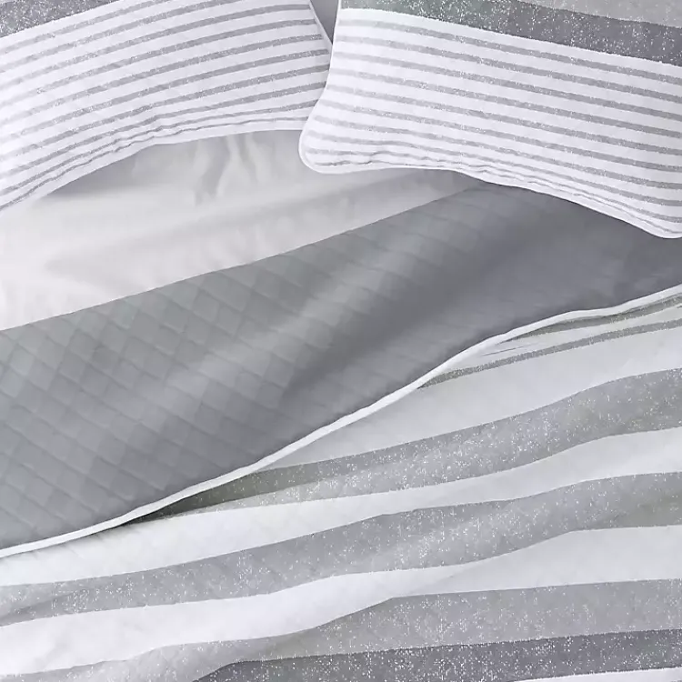 Quilts-Kirklands Home Gray Striped Reversible 2-pc. Twin Quilt Set