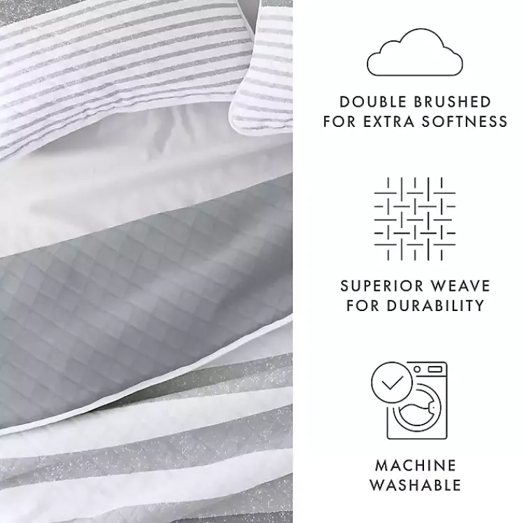 Quilts-Kirklands Home Gray Striped Reversible 2-pc. Twin Quilt Set