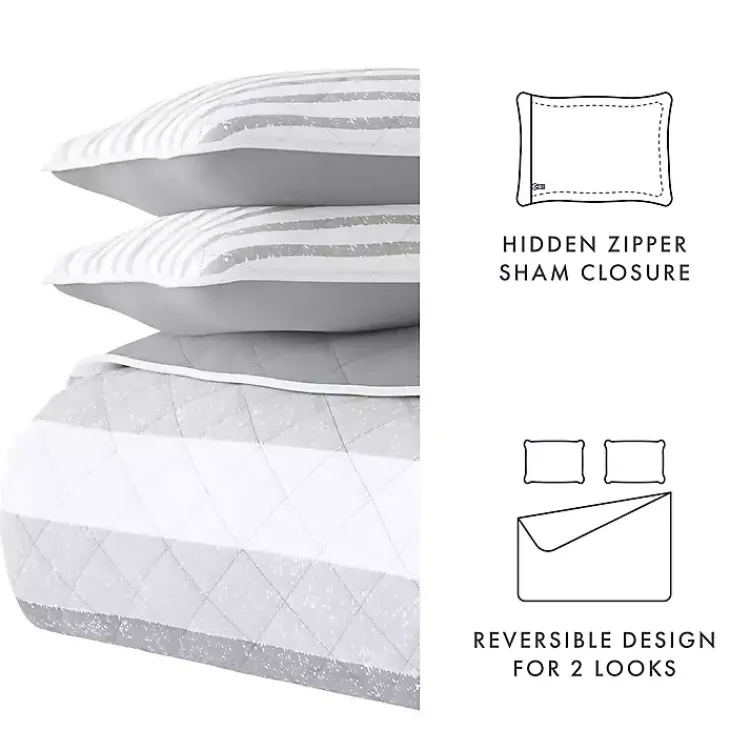 Quilts-Kirklands Home Gray Striped Reversible 2-pc. Twin Quilt Set