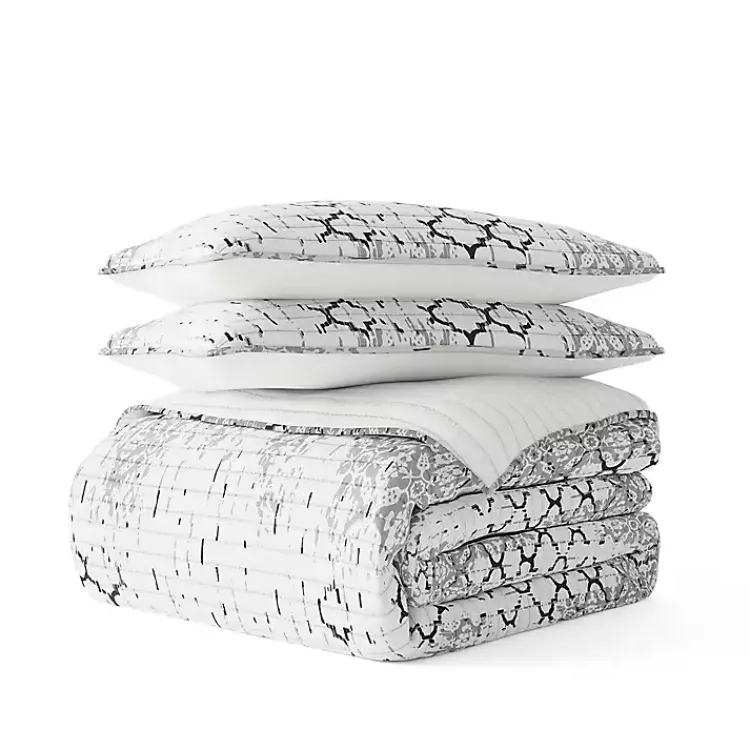 Quilts-Kirklands Home White Trellis Reversible 3-pc. Queen Quilt Set