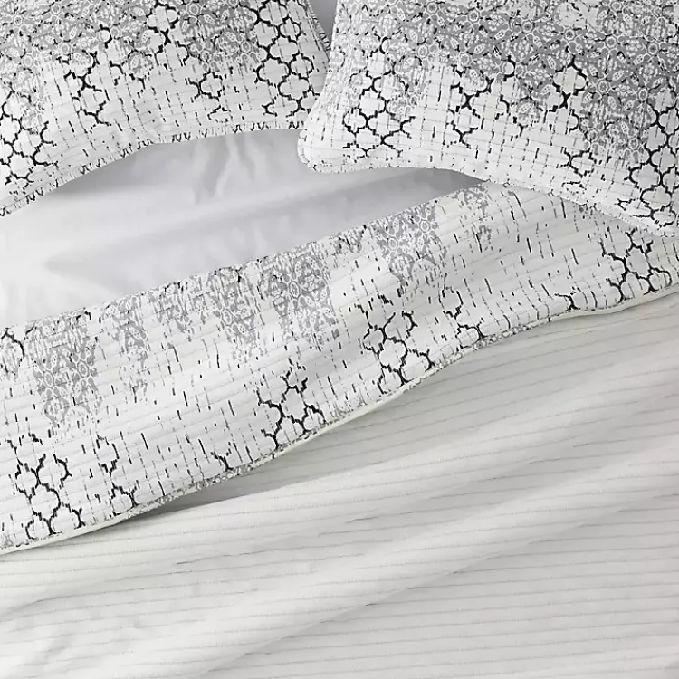 Quilts-Kirklands Home White Trellis Reversible 3-pc. Queen Quilt Set